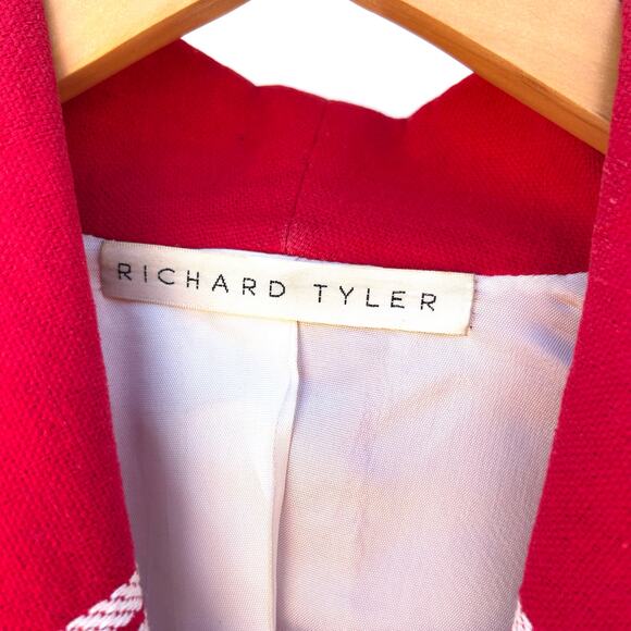 Rare Vintage Richard Tyler Woven Red Bird Statement Jacket Blazer Small 80s - Picture 5 of 12